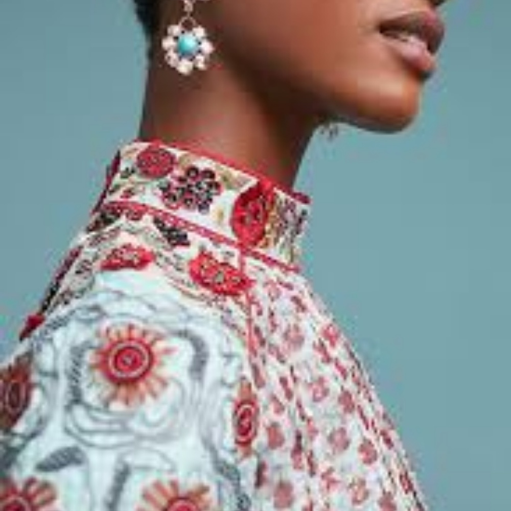 NWOT Anthropologie Chateau Embroidered Tunic Dress